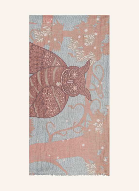 HEMISPHERE LEULE cashmere scarf with silk MINT / LIGHT ORANGE / CREAM