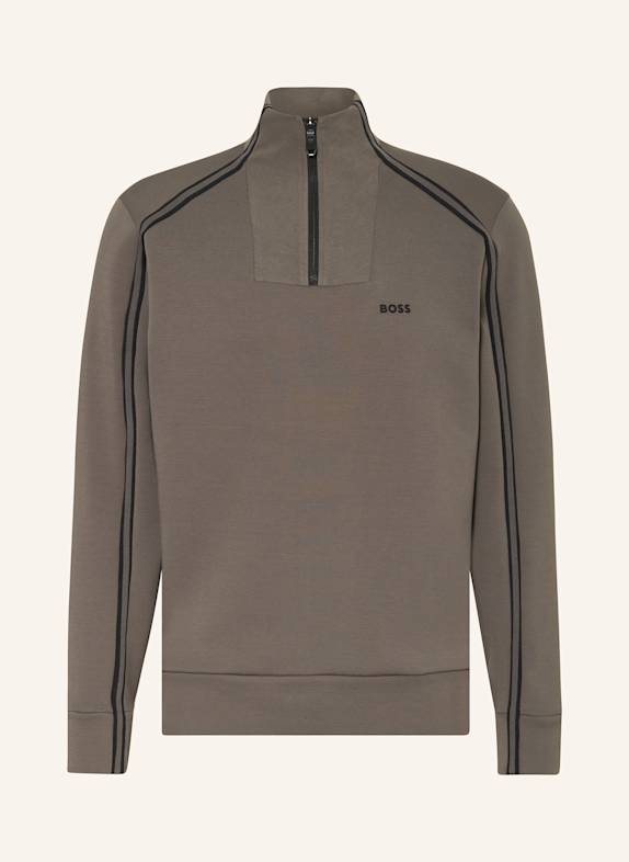 BOSS Sweat troyer with tuxedo stripe TAUPE