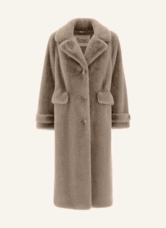 HERNO Faux fur coat GRAY
