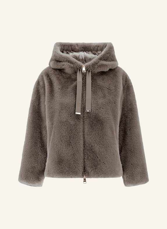 HERNO Faux fur overshirt TAUPE