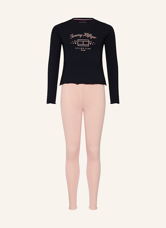 TOMMY HILFIGER Schlafanzug DUNKELBLAU/ HELLROSA