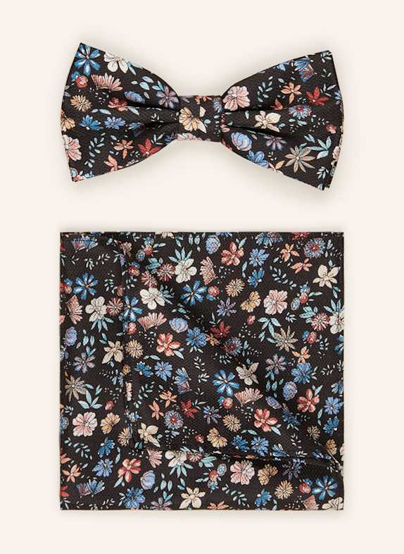 Prince BOWTIE Set: Fliege und Einstecktuch SCHWARZ/ BLAU/ ROT