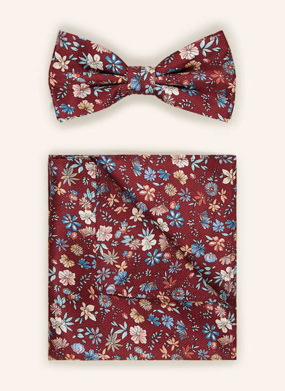 Prince BOWTIE Set: Fliege und Einstecktuch DUNKELROT/ BLAU/ GRÜN