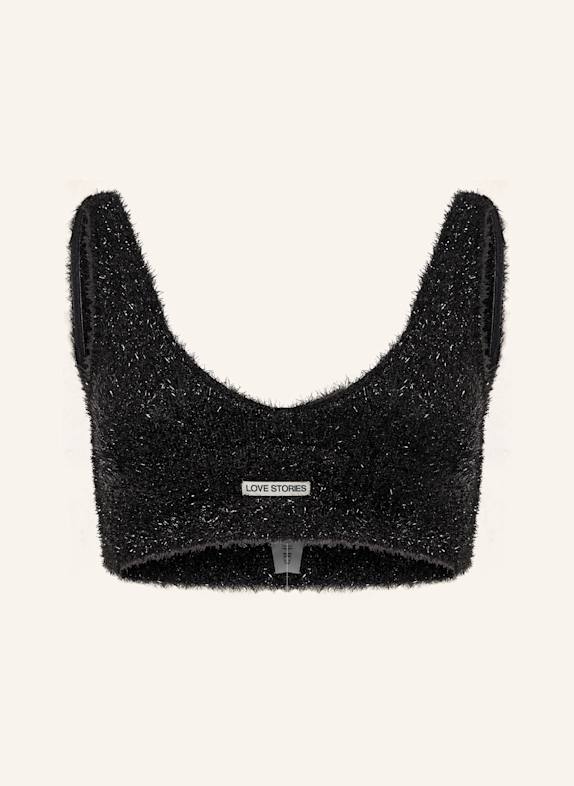 LOVE Stories Cropped-Top JOSEY mit Glitzergarn SCHWARZ