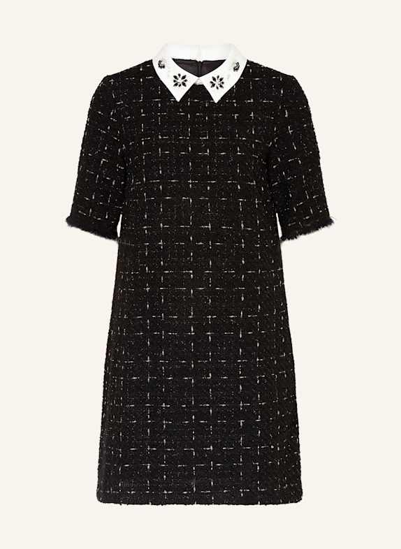 Ana Alcazar Tweed-Kleid mit Glitzergarn und Schmucksteinen SCHWARZ/ CREME