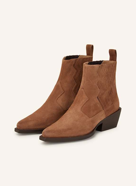 FREE LANCE Cowboy Boots CALAMITY ZIGZAG 4 COGNAC