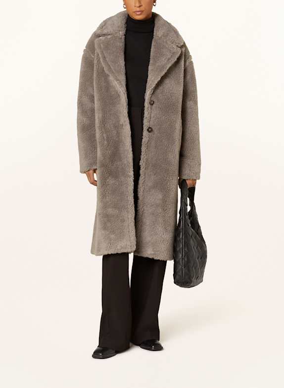 darling harbour Kunstfell-Mantel TAUPE