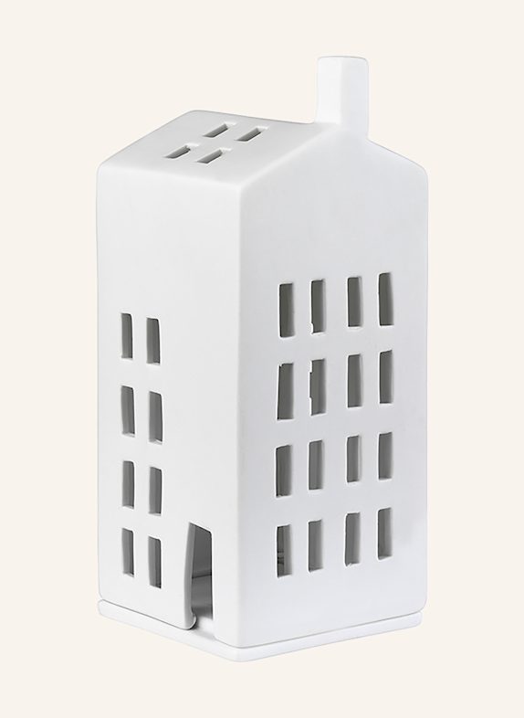 RÄDER Dekofigur LICHTHAUS KLEINE FENSTER SMALL mit Teelichthalter WEISS