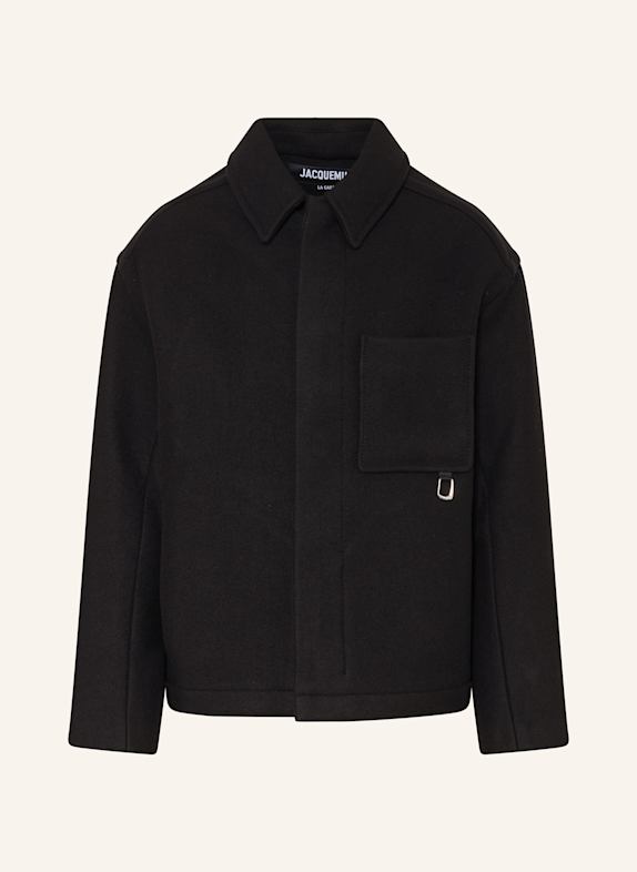 JACQUEMUS Caban kabát LE MANTEAU COURT ČERNÁ