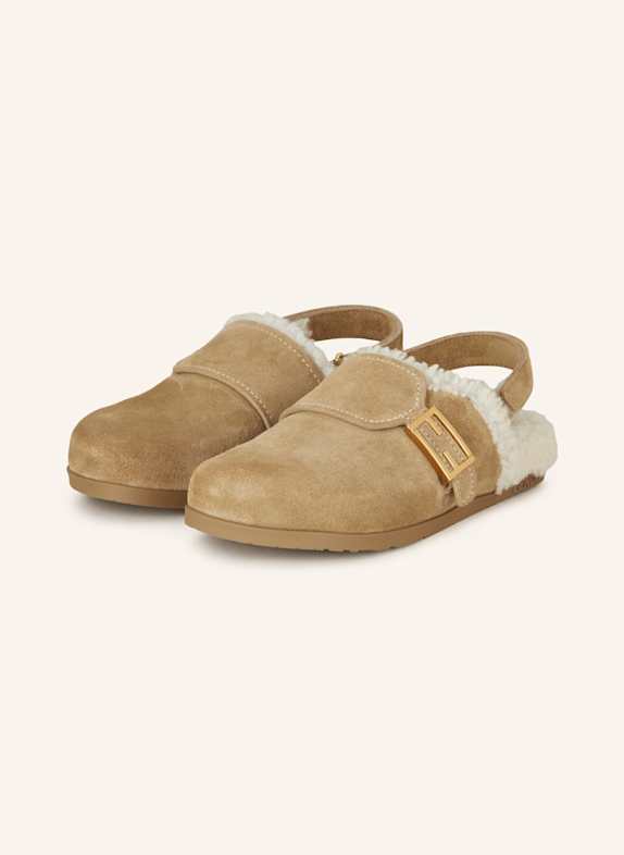 FENDI Pantoletten HELLBRAUN