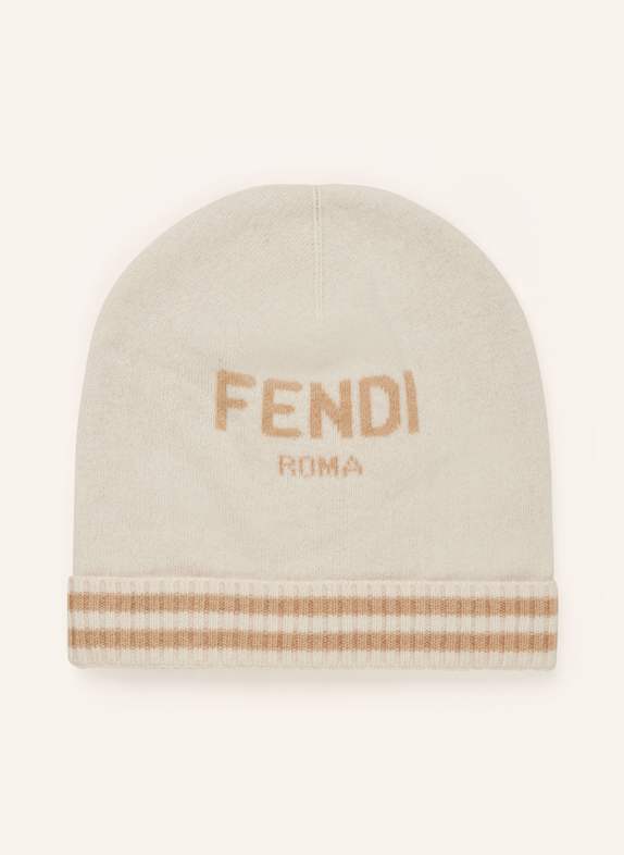 FENDI Cashmere-Mütze CREME/ CAMEL