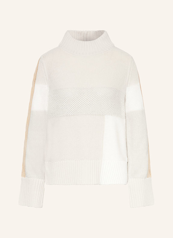 monari Pullover mit Glitzergarn WEISS/ BEIGE/ SILBER