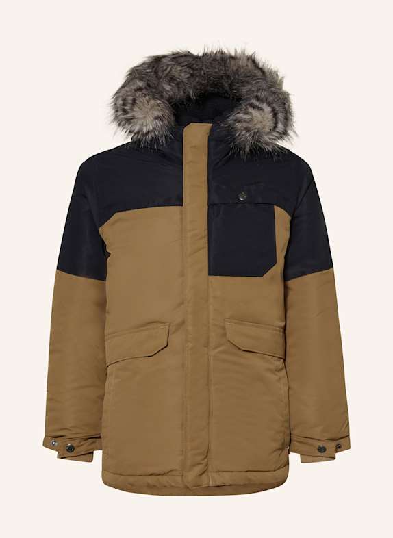 Columbia Parka NORDIC STRIDER™ II s odnímatelnou umělou kožešinou VELBLOUDÍ/ ČERNÁ