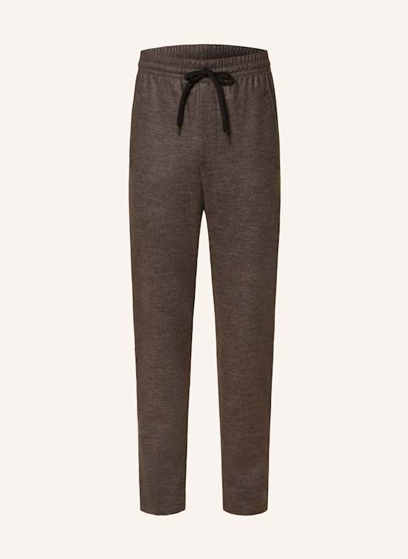HARRIS WHARF LONDON Spodnie garniturowe BARBERIS w stylu dresowym slim fit VA03 BROWN GREY