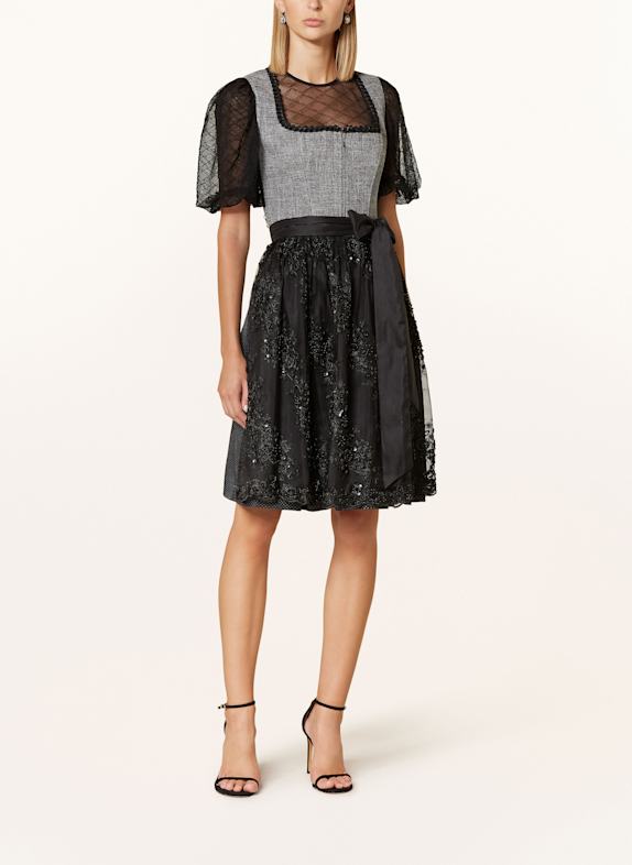 KRÜGER Sukienka bawarska ASHLY CZARNY / SZARY / SREBRNY