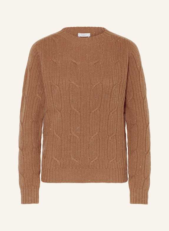 PESERICO Svetr s třpytivou přízí HNĚDÁ