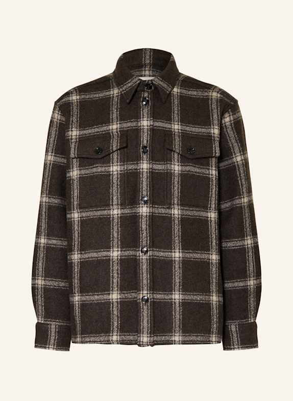 AMI PARIS Overshirt DARK BROWN/ LIGHT GRAY