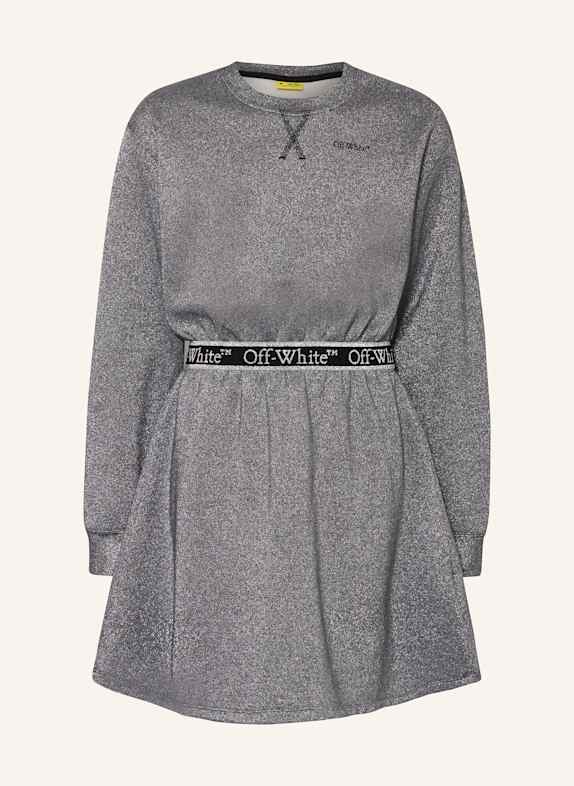 Off-White Sukienka z błyszczącą przędzą SREBRNY/ CZARNY