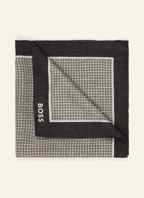 BOSS Einstecktuch H-POCKET mit Seide SCHWARZ/ HELLGRAU