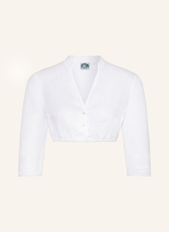 Hammerschmid Dirndlbluse ASTRID aus Leinen mit 3/4-Arm WEISS