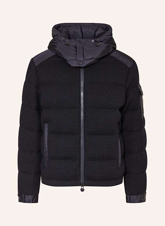 MONCLER Daunenjacke im Materialmix mit abnehmbarer Kapuze DUNKELBLAU