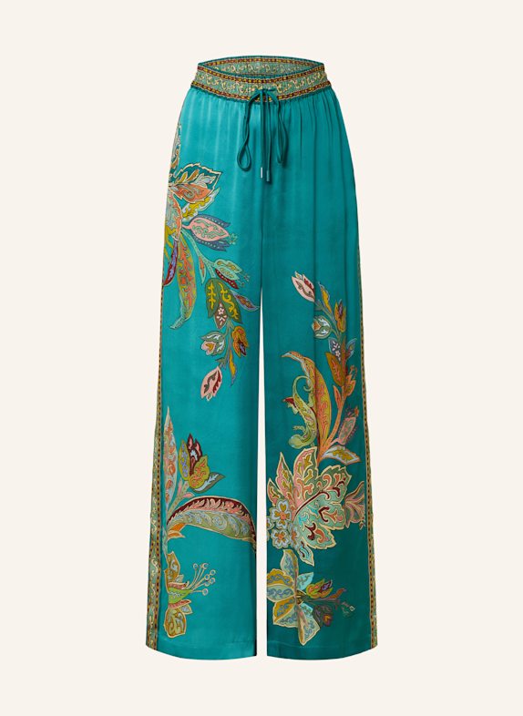 ALÉMAIS FRANCA silk Marlene trousers GREEN/ BLUE/ YELLOW