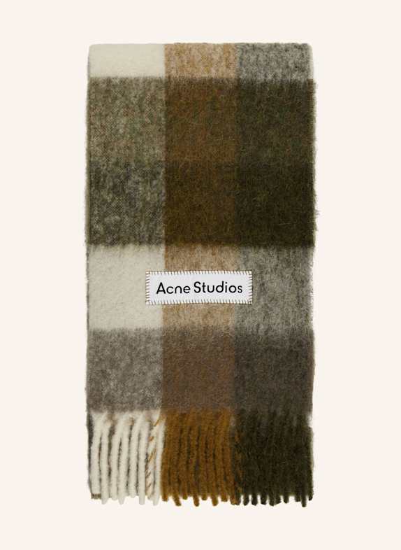 Acne Studios Šála s alpakou OLIVOVÁ/ HNĚDÁ/ KRÉMOVÁ