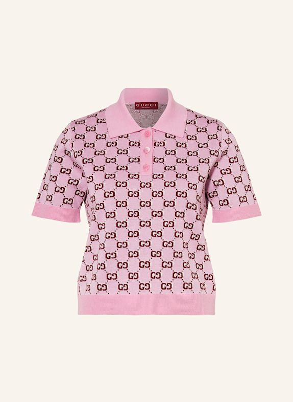 GUCCI Koszulka polo z dzianiny RÓŻOWY/ CIEMNOCZERWONY