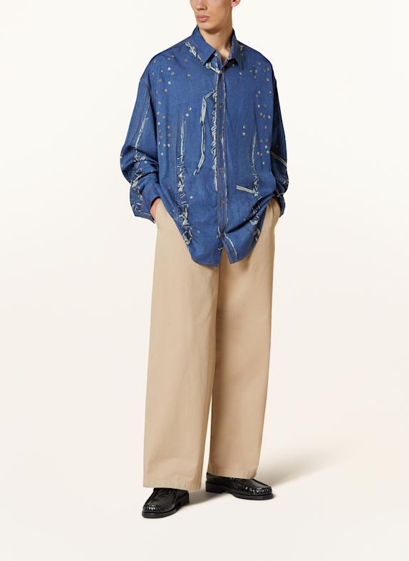 Acne Studios Skjorte Comfort Fit MØRKEBLÅ / BEIGE / SORT