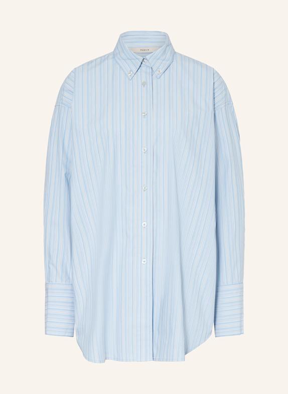 REMAIN Oversized shirt blouse LIGHT BLUE/ WHITE/ COGNAC