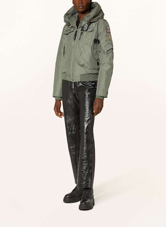 PARAJUMPERS Premium Leather Biker Jacket GREEN