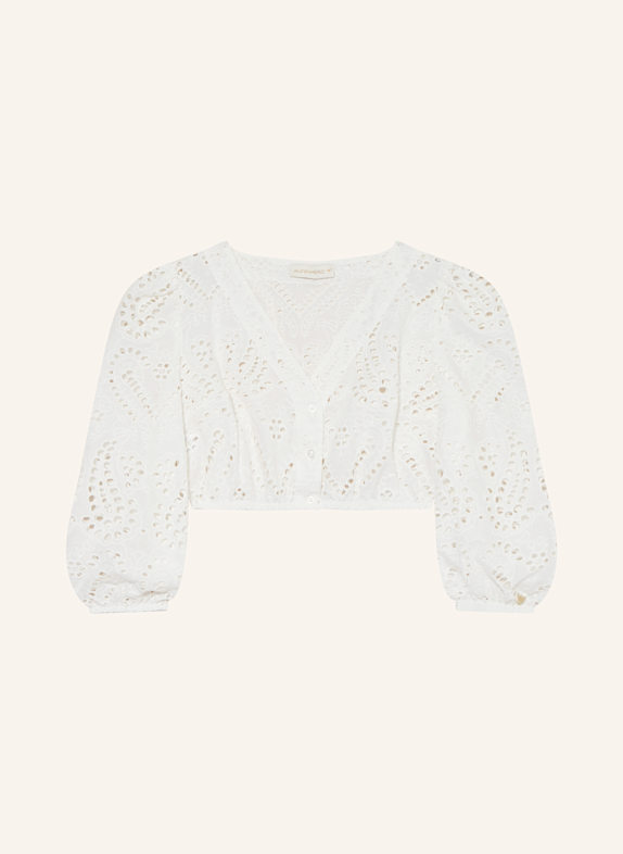 AlpenHERZ Dirndlbluse LOU aus Lochspitze mit 3/4-Arm WEISS
