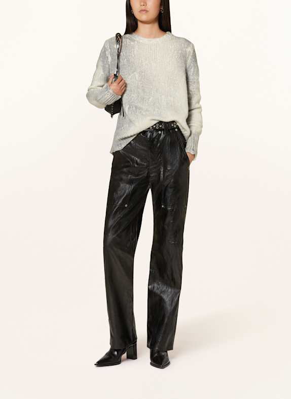 MARANT ÉTOILE Pantalon ARIETE aspect cuir avec rivets NOIR