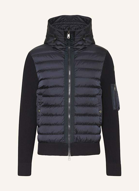 MONCLER Daunenjacke im Materialmix DUNKELBLAU