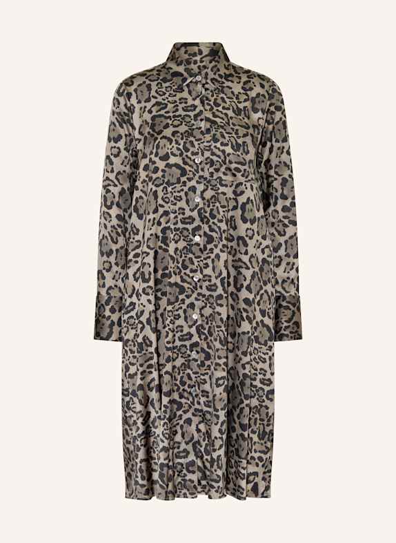 ROBERT FRIEDMAN Shirt dress in satin TAUPE/ BLACK/ GRAY