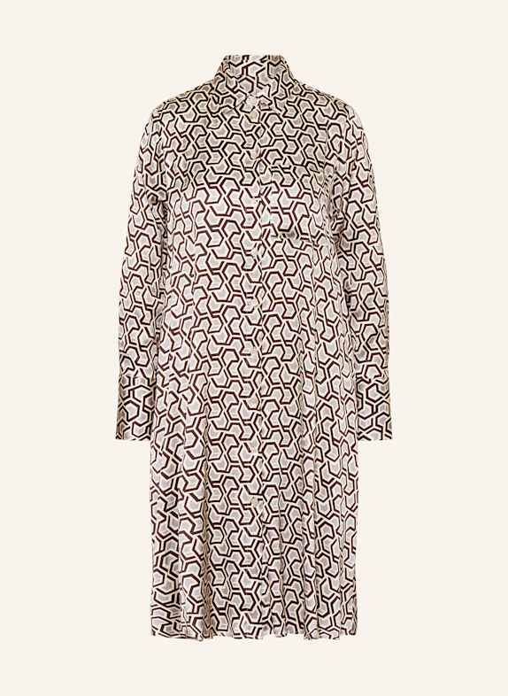 ROBERT FRIEDMAN Hemdblusenkleid aus Satin DUNKELBRAUN/ GRAU/ CREME