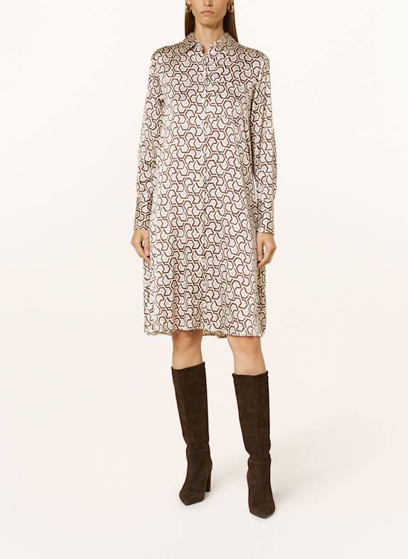 ROBERT FRIEDMAN Shirt dress in satin DARK BROWN/ GRAY/ CREAM