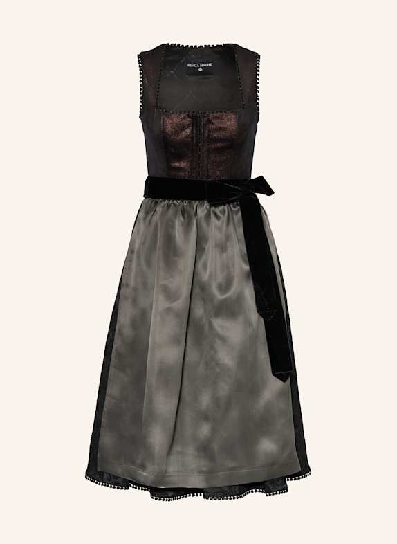 KINGA MATHE Dirndl PAMPLONA mit Glitzergarn SCHWARZ/ DUNKELBRAUN/ GRÜN