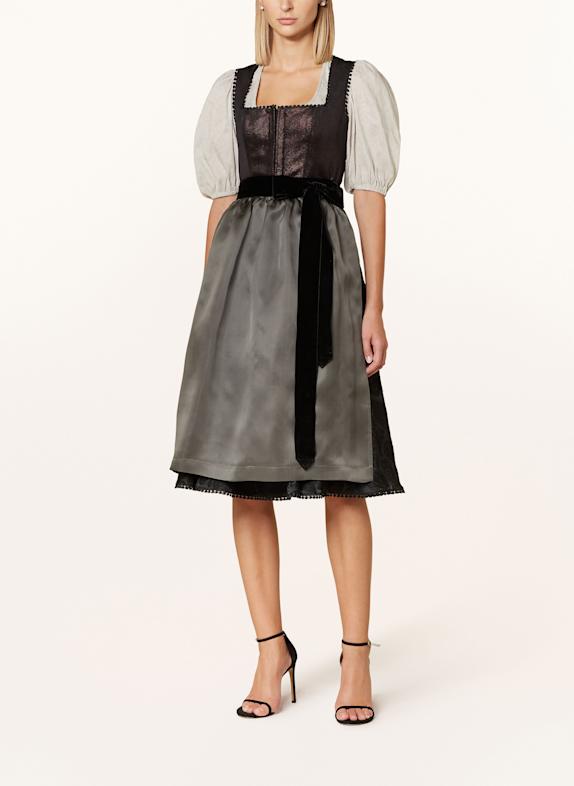 KINGA MATHE Dirndl PAMPLONA mit Glitzergarn SCHWARZ/ DUNKELBRAUN/ GRÜN