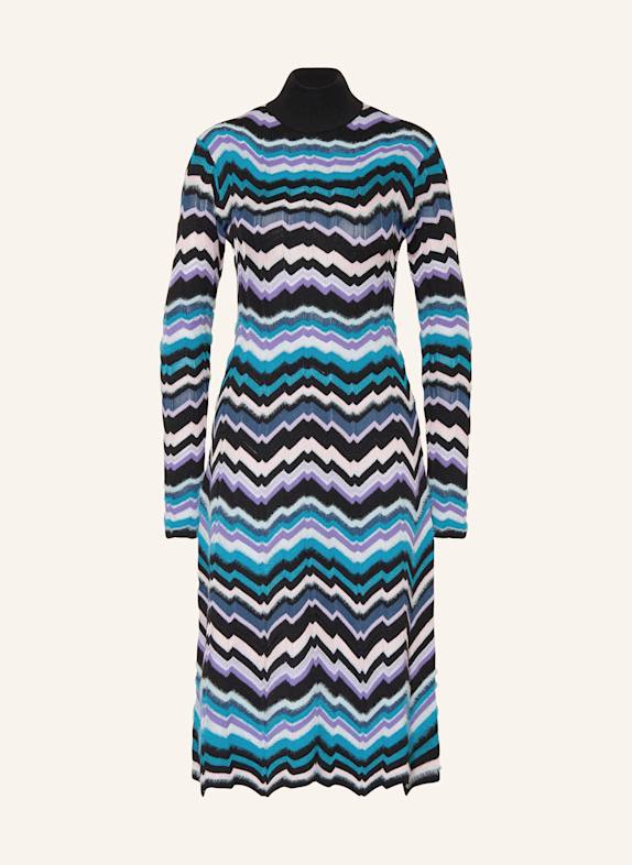 MISSONI Strickkleid NEONBLAU/ SCHWARZ/ HELLLILA