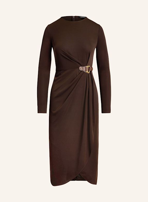 LAUREN RALPH LAUREN Jersey dress in wrap look DARK BROWN