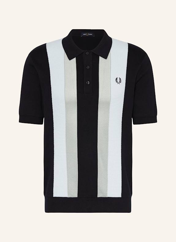 FRED PERRY Knitted polo shirt DARK BLUE/ LIGHT BLUE/ LIGHT GRAY
