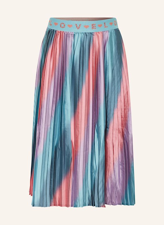 DANAMADE Spódnica plisowana DSONA z błyszczącą przędzą PETROL/ RÓŻOWY