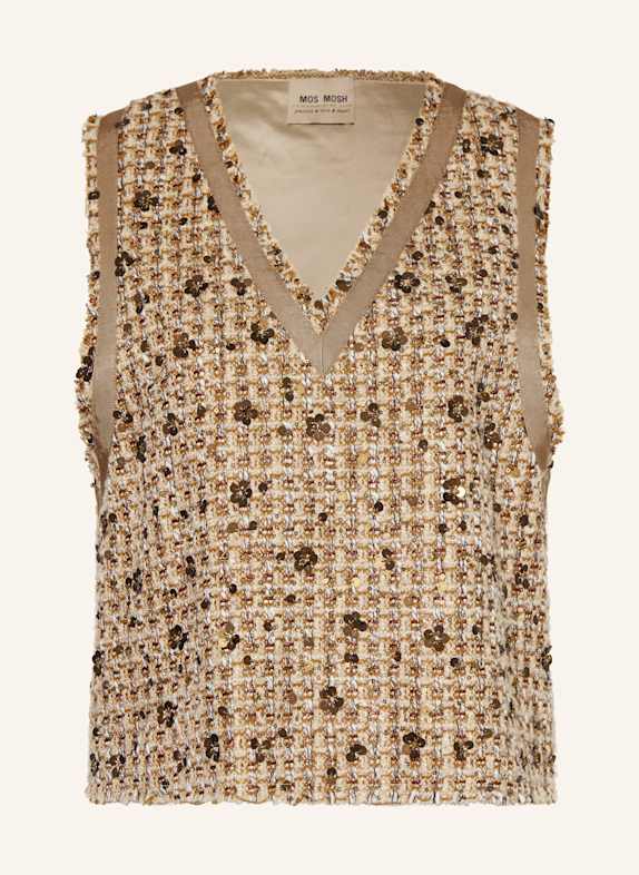 MOS MOSH Bouclé-Pullunder MMSEYNA mit Pailletten CREME/ BRAUN