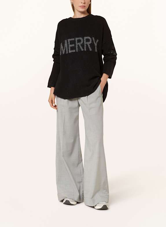 Grace Pulover oversized cu paiete NEGRU / GRI