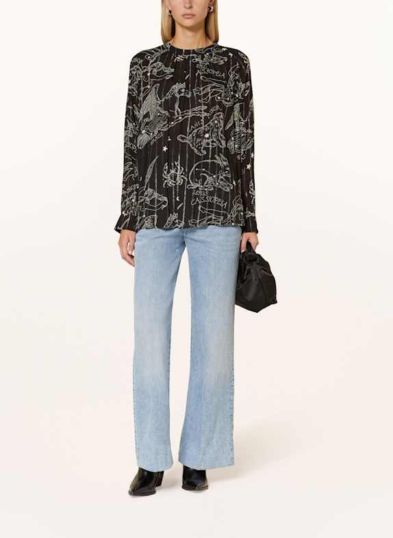 Grace Blouse met glittergaren ZWART / ECRU