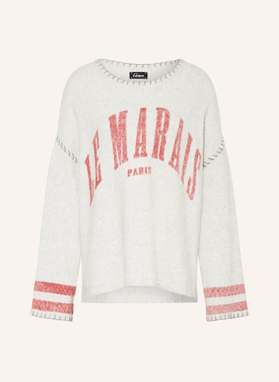 Grace Pullover HELLGRAU/ ROT