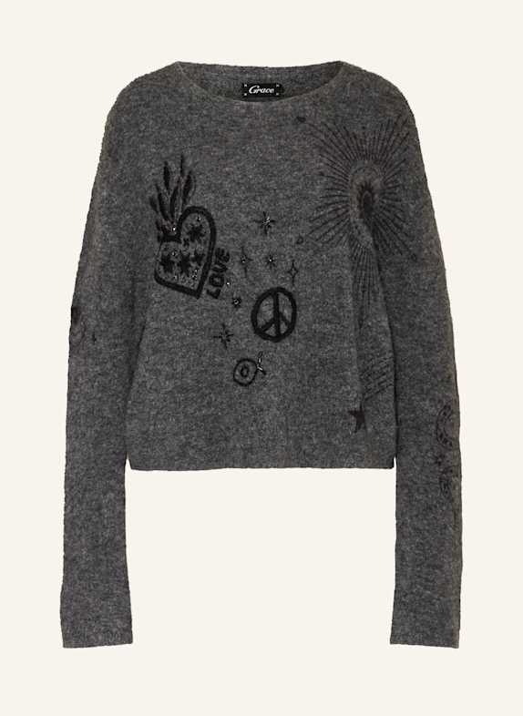 Grace Pullover mit Schmucksteinen GRAU