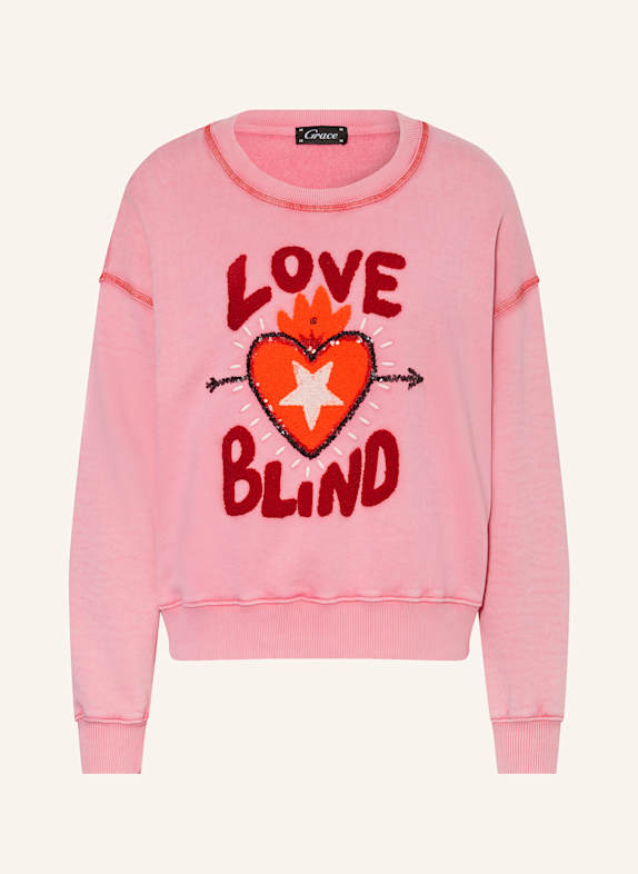 Grace Sweatshirt mit Pailletten ROSA/ ROT