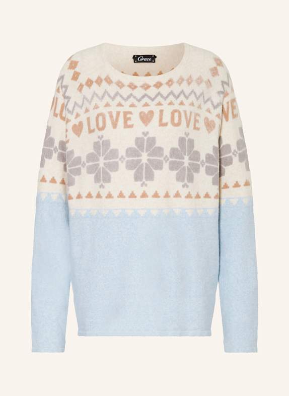 Grace Pullover ECRU/ HELLBLAU/ CAMEL